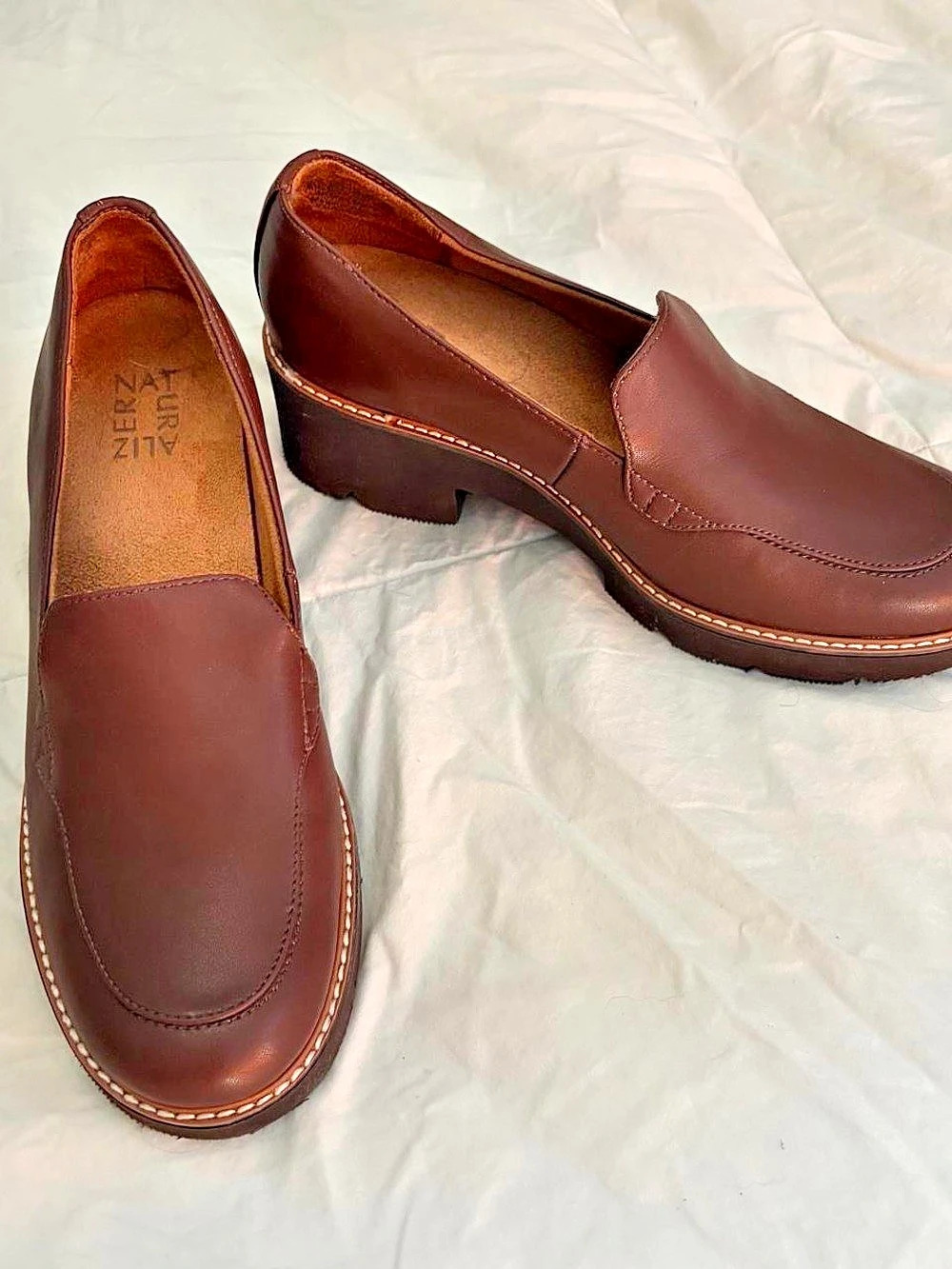 Naturalizer Brown Leather Platform Loafers
